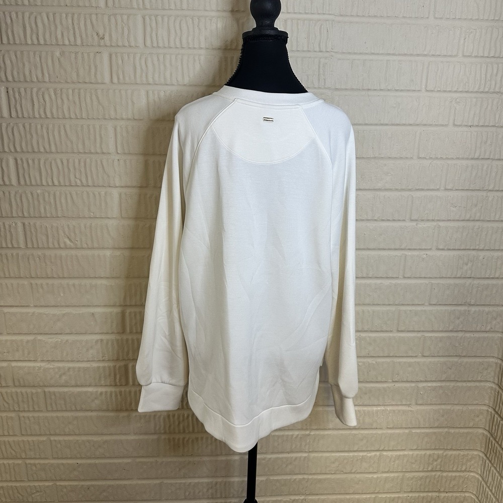 NWT Skechers Cozy Luxe Crewneck Sweatshirt Sz L Ivory Silky Soft Back To School - Picture 4 of 6
